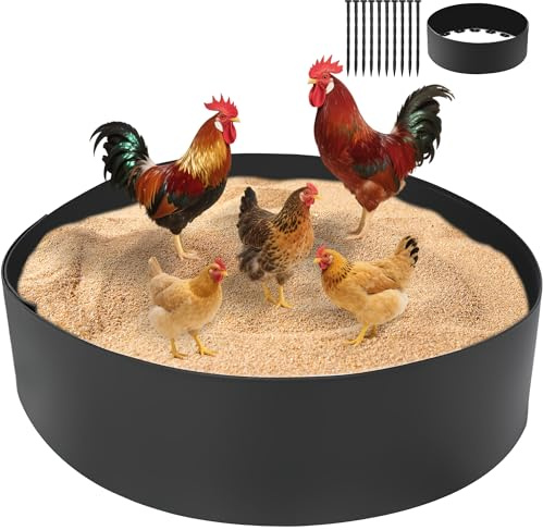 awliye Hühnerstaub Badewanne Staubbad Für Hühner Wanne Durchmesser 60cm Bodenlose Sandbadewannen Einstellbare Sandbad für Hühner, Enten, Geflügel, Hühnerstallzubehör, Schwarz