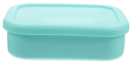 HIAKDOFT Fiambrera Portátil Caja Bento Compartimentos Pequeños Silicona Segura Azul Claro Microondas para Escuela Niños Fiambrera Dividida Compacta