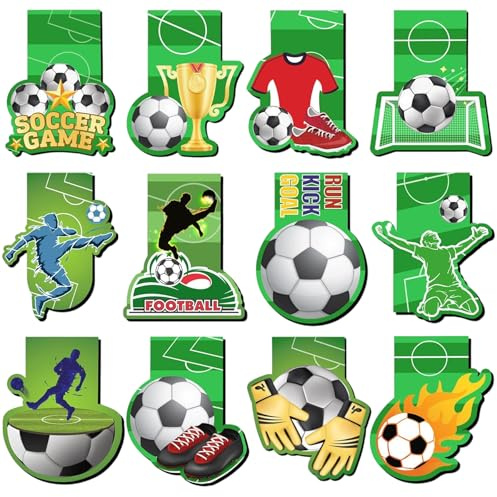 12 Stück Lesezeichen Magnetisch,WM 2026Magnetische Bookmark Set,Fußball Kinder Fussball Mitbringsel,Fussball Mitbringsel für Jungen Schule Einschulung Freund Fußballfans Buchliebhaber