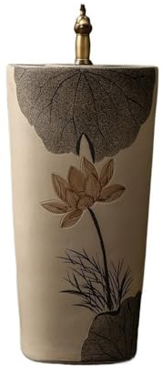 Lavabo sur colonne Lavabo d'extérieur sur pied avec robinet et bonde de jardin en céramique