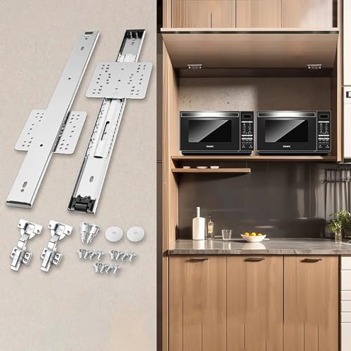 Guia Puerta Corredera Herrajes para Puertas Corredizas Empotradas para Armarios, Herrajes Ocultos para Puertas Corredizas de Muebles de Cocina, Juego de Rieles Guía para Puertas(Silver,14inch/350mm)