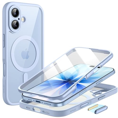 JETech Skal för iPhone 17, 360° Skydd, Disblå | Kompatibel med MagSafe, Inbyggt Skärmskydd av Härdat Glas, Kamerakontrollknapp