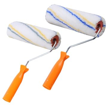HOLIDYOYO 2pcs Paint Roller Brush Set with Solvent-Resistant Nylon Bristles 9-inch Wall Paint Rollers for Home and Office DIY Decoration Yellow and Gray