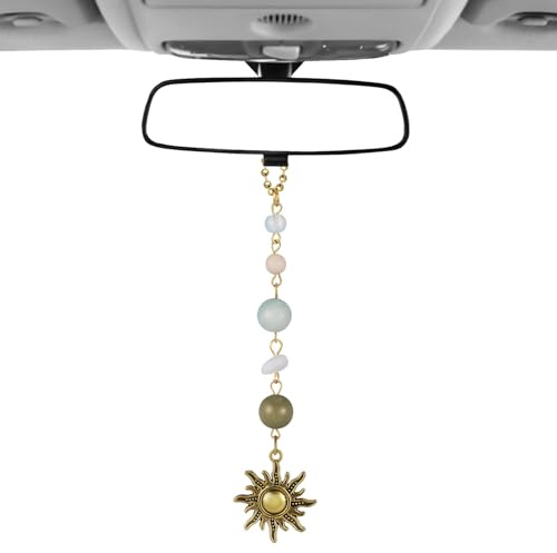 Sonne Anhänger Gold aus Legierung als Auto Spiegeldekor | Elegantes Hängeornament, Universelle Passform, Leicht Anzubringen, für Tasche oder Büro
