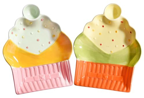 LMRLCS Decorative Ceramic Sushi Plates Set of 2, Hand-Painted Dessert Dishes with Dipping Sauce Bowl, Multi-Color Pastry Serving Plates for Breakfast, Cake, Dumpling (HF)