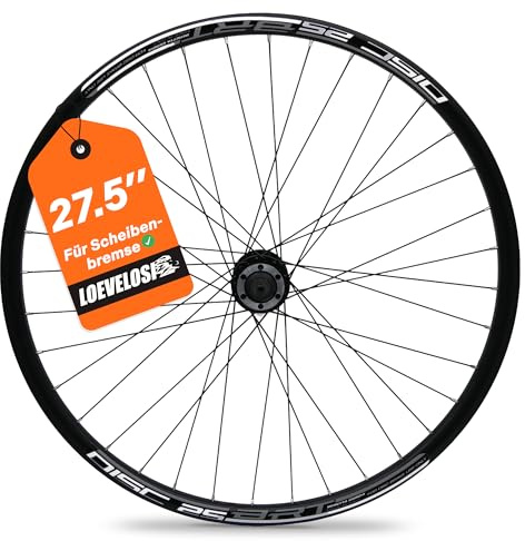 Jante avant de VTT 27,5 - Roue avant pour frein à disque - 6 trous - Jante et moyeu en aluminium - 36 rayons - Noir - Roue avant pour VTT - Vélo de ville 27,5