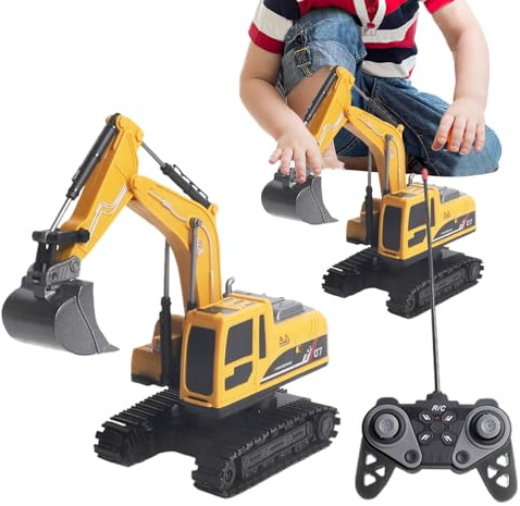 Toy Excavator | Sand Digger with Light - Remote Control Construction Toys | for Sandbox Beach Outdoor Play Children Boys Girls