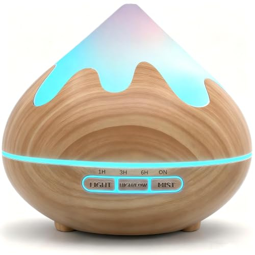 Aroma Diffuser, 500ML Ätherische Öle Diffusor mit 14 farbiges LED-Nachtlicht Holzoptik