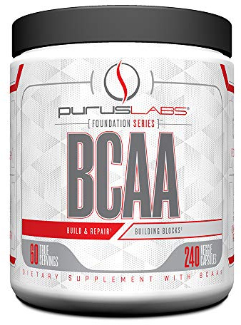 BCAA Capsules by Purus Labs Foundation Series | 2:1:1 Leucine, Valine, Isoleucine | for Recovery, Endurance, Strength and Muscle Building | 240 Capsules (60 Servings)