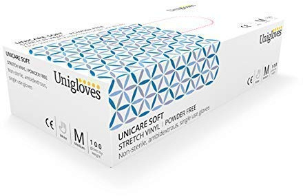 We Can Source It Ltd - Latex Free Blue Stretch Vinyl Disposable Powder Free Gloves for Food Medical Surgical Applications - Small (Box of 100)
