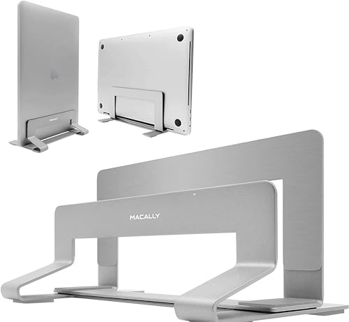 Macally Supporto verticale per computer portatile da scrivania, supporto verticale per computer portatile, supporto per MacBook (Pro/Air), consente di risparmiare spazio e migliorare il flusso d'aria