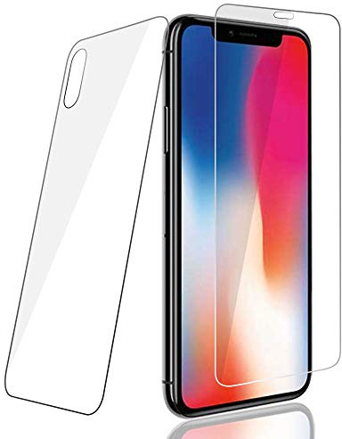PaceBid 2 Pack [Delantero y Trasero] Protector de Pantalla Compatible con iPhone X/XS, [Dureza 9H] [Anti-Arañazos] [Anti-Huellas] Cristal Vidrio Templado Premium para iPhone X/XS