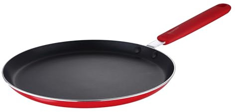 RENBERG Jazzy Red | Poêle antiadhésive rouge de 24 cm de diamètre et 1,8 cm de hauteur | en aluminium pressé | manche Soft Touch | adaptée aux plaques à induction