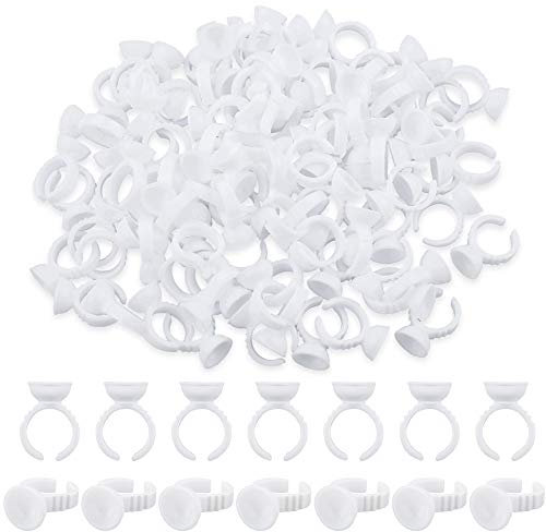 Kleber Ring 400 Pcs Wimpernverlängerung Kleber Halter Künstliche Wimpern Kleber Halter Kunststoff Kleber Halter Ringe für Salon Individuelle Extensions Wimpernverlängerung Makeup Tattoo