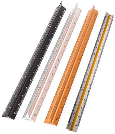 Vogueing Werkzeug, 1 x Aluminium-Lineal, metrisches Dreikant-Lineal, professionell für Architekten und Ingenieure, Maßstab 1:20, 1:25, 1:50, 1:75, 1:100, 1:125, schwarz