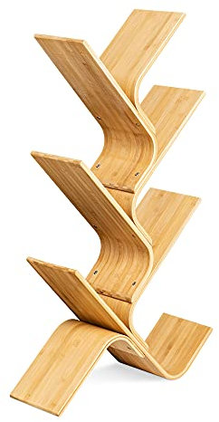 Navaris Bücherregal Regal aus Bambus - 108x59x20cm Bambusregal für Wohnzimmer Schlafzimmer Flur - Standregal für Bücher CDs DVDs Dekoration