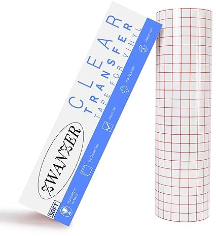 Zwanzer Red Grid Transfer Tape for Vinyl 12 x 50 FT Transfer Paper | 30.5x1524CM, Medium Tack, 1/2” Alignment Grid, For Self Adhesive Vinyl, For Decals Signs Windows Stickers