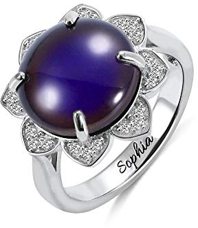 Mood Ring Sterling Silver Color Changing Ring - Silver Mood Rings Gift for Her - Personalised Engraving Inside - Custom Engraved Color Change Ring Gifts for Women