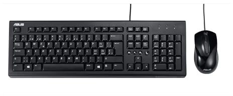 Asus U2000 Set tastiera e mouse ottico (formato tedesco, tastiera QWERTZ, mouse a 3 pulsanti) nero