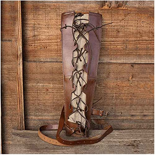 Carquois Médiéval Rétro Dos Réglable en Cuir PU Flèche Carquois Vintage Chevalier Guerrier Flèche Carquois avec Grande Pochette, pour Extérieur Tir À l'arc/Cosplay Costume Accessoires, Style Médiéval