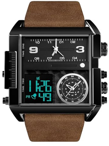 rorios Sport Herrenuhr Analog Digital Armbanduhr mit Wecker Leuchtende Stoppuhr Multifunktion Elektronische Uhren für Männer