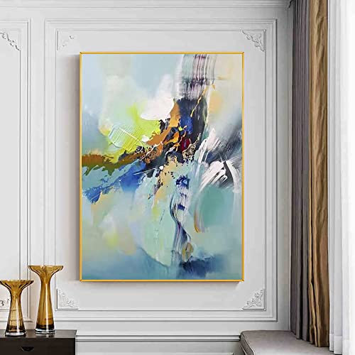 RGVV Ölbilder Auf Leinwand Handgemalt,Moderne Kunst Handgemalte Leinwandbilder Abstraktes Farbblock-Ölgemälde Original Strukturiertes Kunstwerk Rahmenlose Wandmalerei Wohnkultur Für Wohnzimmer Schlaf