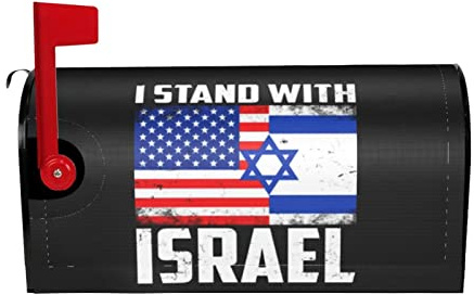 Qauirfe I Stand with Israel USA American Flag Israel Flag Mailbox Cover 18 X 21 Magnetic Mailbox Wraps Post Letter Box Cover for Garden Yard Decor