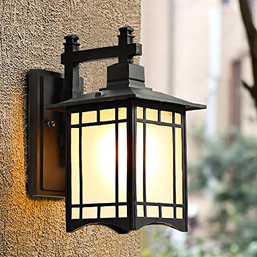 Mengjay Retro Außenleuchte, E27 Wandlampe aus Aluminiumguss und Glas, Wasserdicht Retro Aussenleuchten IP23 für Garten,Terrasser - Antike Außenwandleuchte (C)