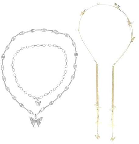 LaVenty 2 PCS Elfe Haarreif Festival Hair Accessories Festival Kopfschmuck Silber Korean Fashion Wome Kopfkette Silber Kawaii Schmuck