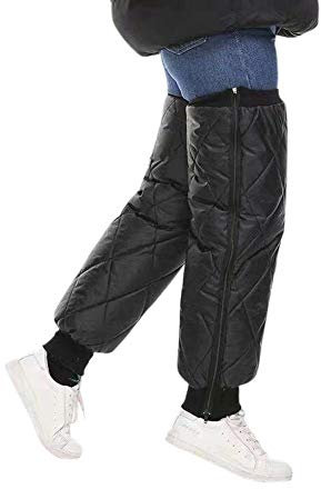 Beinwärmer Winter Motorrad Beinschützer Wasserdicht Lang Knieschützer mit Reißverschluss Beinstulpen Gefüttert Warm Thermo Kniewärmer Winddicht Beinschutz für Herren Damen Fahrrad Schwarz 60cm