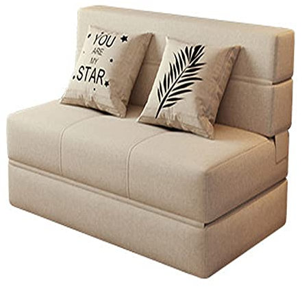 UsmAsk Bodensofa, Schlafsofa, Einzelsitz, 2 Sitze, klappbar, mit hoher Rückenlehne, gepolsterter Sitz, niedriges Sofa, Sofa, Matratze, Schlafsofa, hellgrau, 120 x 76 x 72 cm (Khaki 120 x 76 x 72 cm)
