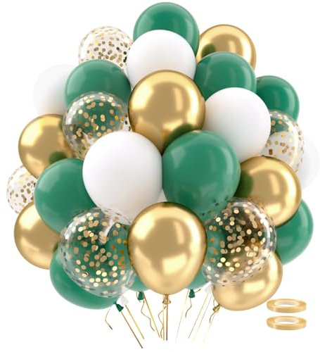 62 palloncini compleanno set verdi oro bianco, palloncini elio modellabili verde salvia trasparenti, kit palloncini animali giungla, palloncini matrimonio, baby shower, laurea, sposi, battesimo bimba