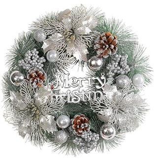 Kielsjajd Türkranz, Türkranz Weihnachten, Weihnachtskranz Türkranz Weihnachten, Türkranz Weihnachten Weihnachtsdeko Kranz deko, für Haustür, Kamin,Weihnachtsdekoration (C, One Size)