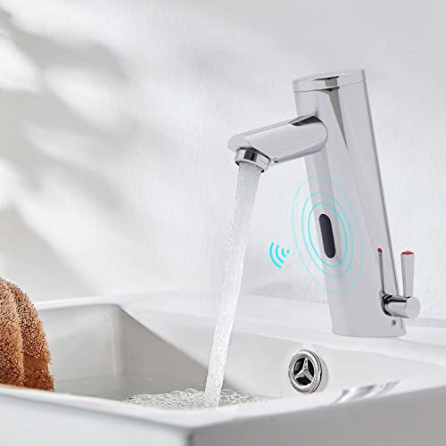 Bad Infrarot Sensor Wasserhahn Infrarot Badarmatur mit Sensor für Waschbecken Badzimmer Silber