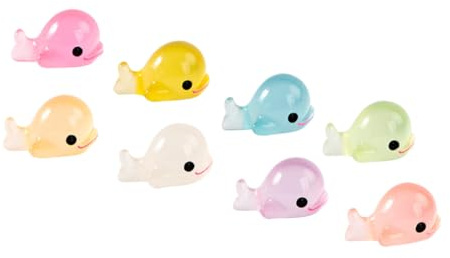 Sosoport Kleiner Delfin Figuren Leuchtende Ornamente 8 Stück Harz Miniatur Deko in 8 Farben für Garten Aquarium Bonsai Selbstgemacht Landschaft Robustes Harzmaterial Niedliche Tierdeko