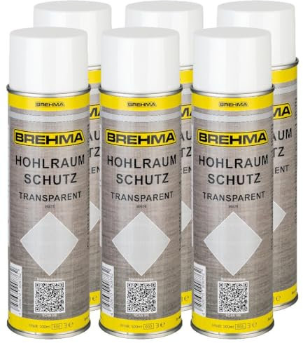 BREHMA 6X Hohlraumschutz Hohlraumversiegelung transparent Spray 500ml mit Griff