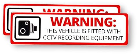 2 PACK - WARNING VEHICLE FITTED WITH CCTV Self Adhesive Stickers - 160mm x 45mm - Water Proof - Alarm, Sign, Notice, Decal, Car, Van SG242