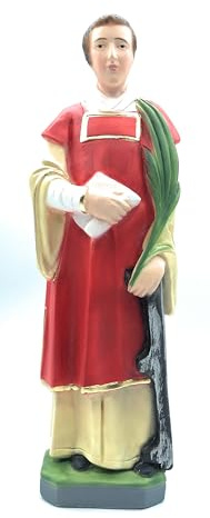Statua di San Lorenzo Martire in gesso dipinto a mano cm. 30