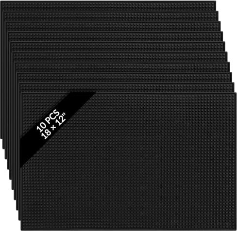 Tioncy 10 Pcs Bar Mat for Countertop 18 x 12 Inch Non Slip Rubber Mat Service Spill Cocktail Bartending Coffee Bar Mats for Hot Dishes Restaurants Barbershop Clippers Hot Pads, Black