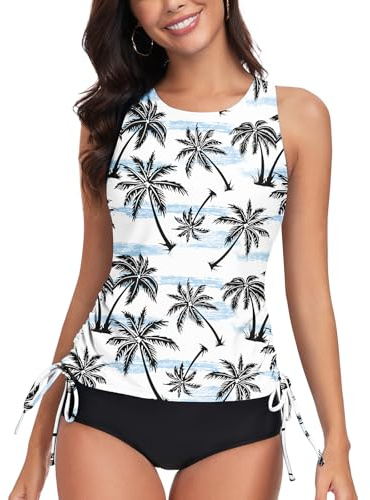 WOWENY Tankini för kvinnor, topp, bikini, tanktopp, badmode, crossback, strappy top, snabbtorkande, sommar, vadderad baddräktströja, Rb-pc, XL