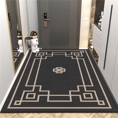 DJHWWD Waschbarer Teppich Kinderzimmer Home Teppich Rutschfester, schmutzabweisender Teppich mit modernem geometrischem Muster für das Wohnzimmer 160x210CM Schwarz Teppich Kinderzimmer