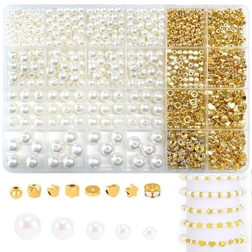 STQDEU 986 Stück Perlen: 24 Fächer Armband Set, Perlen für Schmuckherstellung & Weihnacht