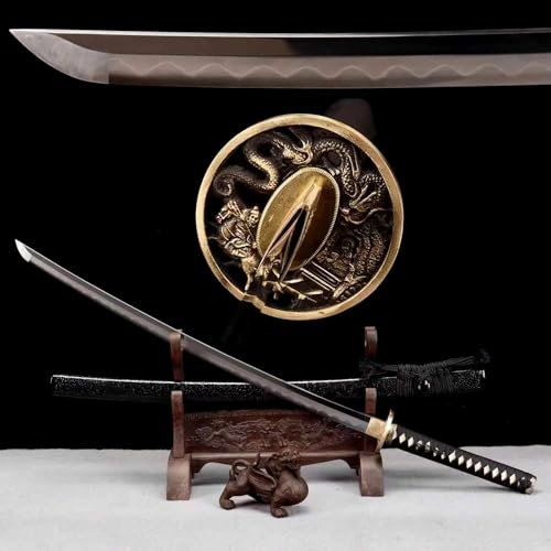 102cm handgefertigtes Samurai-Schwert,Klinge aus hochwertigem Kohlenstoffstahl und Schutzbügel aus reinem Kupfer,Scheide aus massivem Holz mit Lack,echtes Katana-Schwert zum Verschenken,Spielen,Kendo