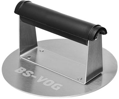 BS-VOG Smashed Burger, Prensa para Hamburguesas de 6,3 Pulgadas en Acero Inoxidable con Mango Antiescaldadura, Kit BBQ, Paquete de Regalo