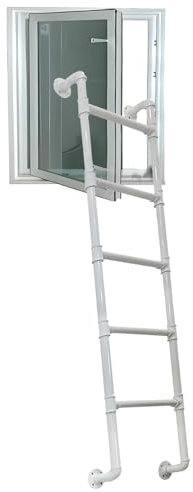 Notfall-Leiter für Feuerwehr, 2,4 m, robuste Wandmontage, Egress Leiter für Zuhause, Dachboden, Hochbett, Metall-Trittleiter für Außendeck, Wohnmobil, 195 cm