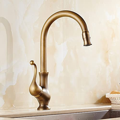 CCKUHN Wasserhähne, Küchenspülenhahn für Bar, Bauernhaus, Gewerbe, antiker bronzefarbener Küchenhahn mit 360-Grad-Drehung, Heiß-/Kaltwasserhahn, Mischbatterie für Küchenspülen