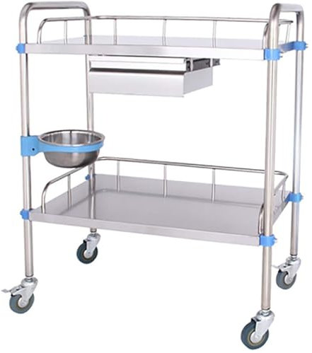 ENWYTE Multifunktions-Trolley-Trolley-Edelstahl- Trolley Mehrschichtiger Mobiler Wagen Chirurgische Geeignet Für Krankenhäuser Hotels Schönheitssalons(60X40X85cm)
