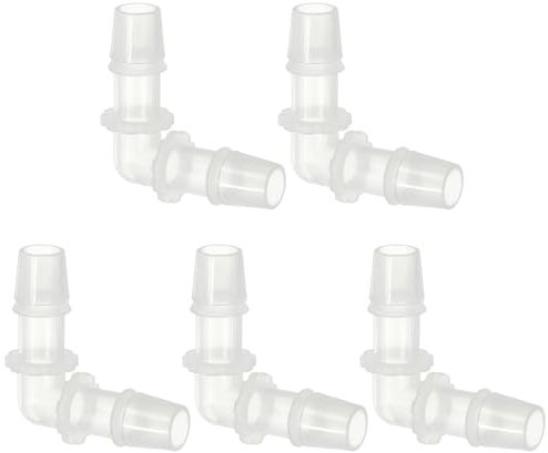 PATIKIL Coude à 90 degrés en Plastique pour Tuyau barbelé de 7/16, Lot de 5 Raccords en L pour Tuyau barbelé, pour Aquarium, Carburant, gaz, Liquide, air