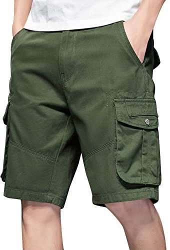 Generisch Einfarbiges Persönlichkeitsdesign für Herren, einfache Baumwolle, Mode, einfarbig, Nähte, Shorts, Overall, Hose, Gewaschene Baumwolle, locker, dünn, mit, Kurze Hosen Tontauben Weste (AG, L)