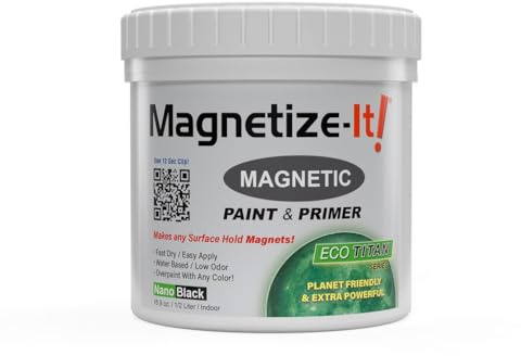 Magnetize-It! Eco Titan Magnetische Wandfarbe mit Grundierung (wasserbasierend) - SCHWARZ | 0,5L | 500ml | Extra Haftung und Nachhaltig, Allzweck-Innenraumfarbe
